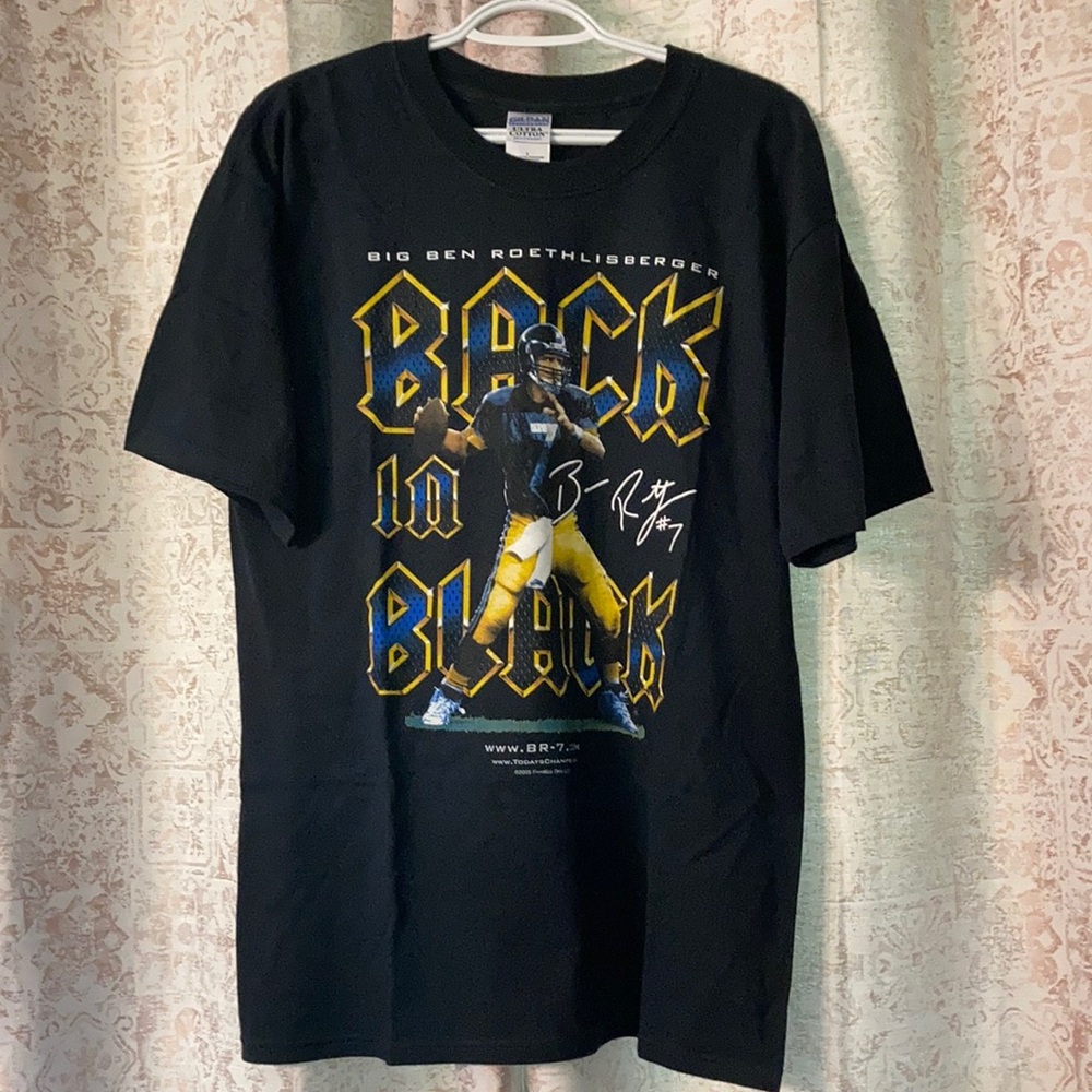Big Ben Steelers tee shirt in men’s size L “ Back in Black” edition, new no tag